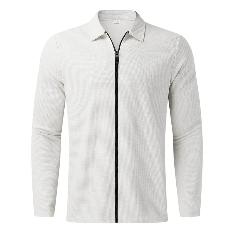 ZAVERO™ Waffle Knit Zip-Up Jacket