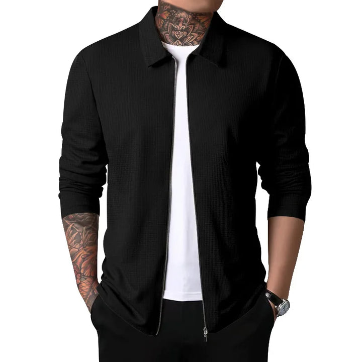ZAVERO™ Waffle Knit Zip-Up Jacket