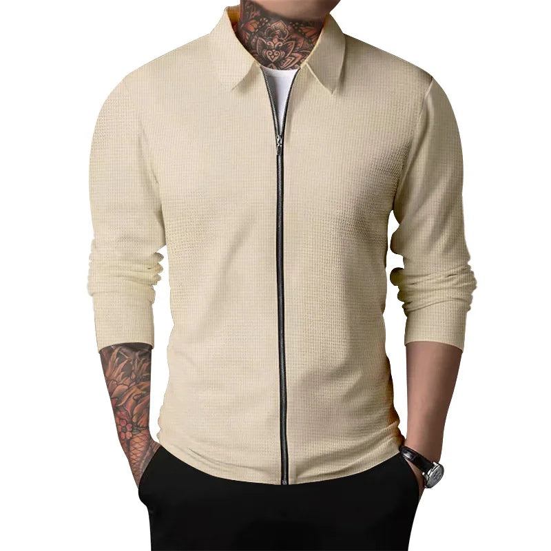 ZAVERO™ Waffle Knit Zip-Up Jacket
