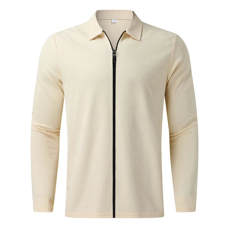ZAVERO™ Waffle Knit Zip-Up Jacket