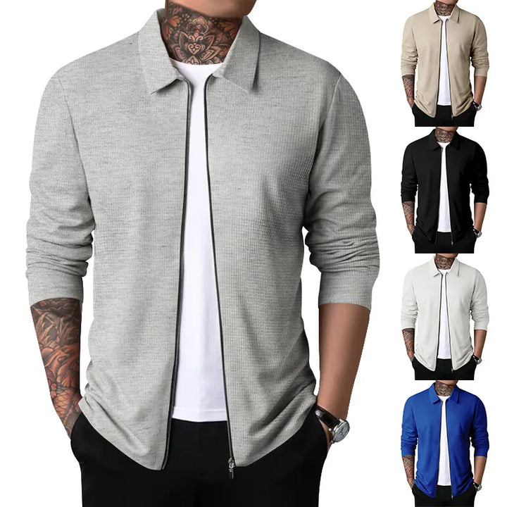 ZAVERO™ Waffle Knit Zip-Up Jacket