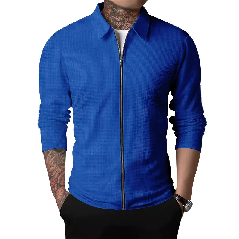 ZAVERO™ Waffle Knit Zip-Up Jacket