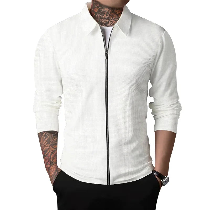 ZAVERO™ Waffle Knit Zip-Up Jacket