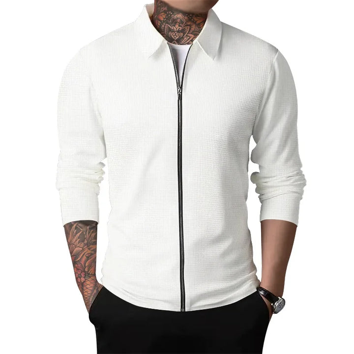 ZAVERO™ Waffle Knit Zip-Up Jacket